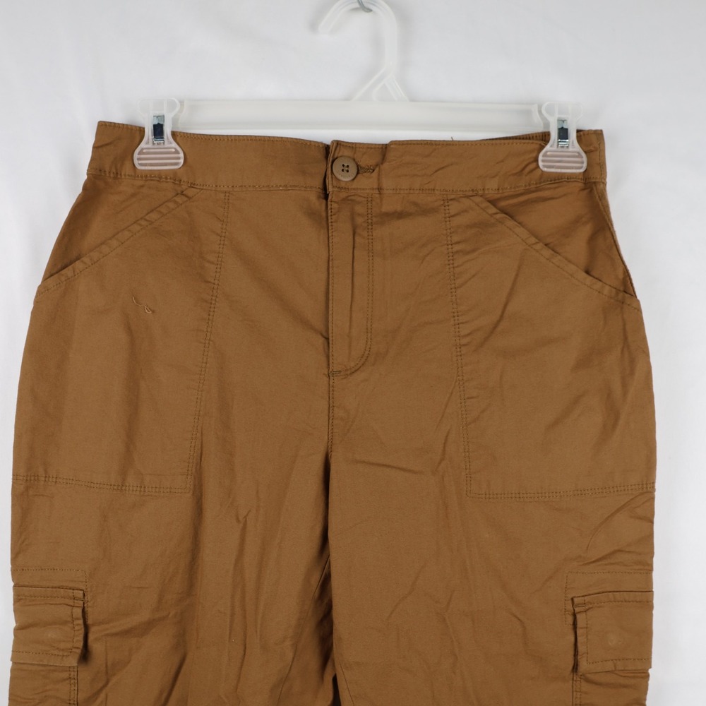 Social Standard Scout Poplin Surplus Pants Womens Large Caramel Cargo Drawcord - Picture 3 of 15